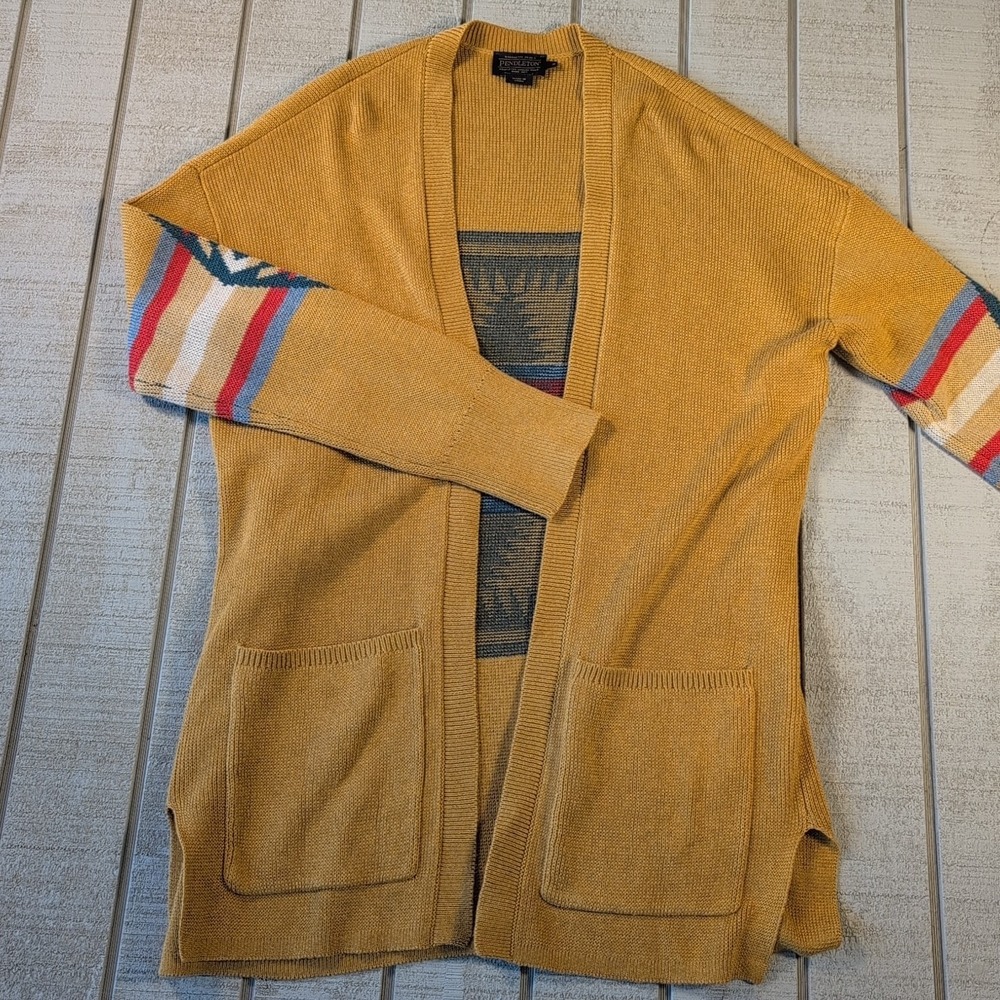 Pendleton Chief Aztec Cardigan‎ Jacket Mens S Southwest Tribal Cotton Open Front - Picture 2 of 10